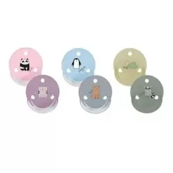 Suzete rotunde decorate multicolore cu inel + steribox 20009, 2 bucati, Baby Nova