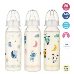 Biberon PP cu inel fosforescent Noapte Buna 47011, 240ml, Baby Nova
