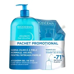 Bioderma Atoderm Gel Dus x 1000ml + Atoderm Gel Dus Eco Refill x 1000ml (Pachet Promo)