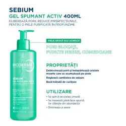 Gel Spumant Activ Sebium, 400ml, Bioderma