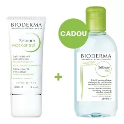 Pachet Fluid hidratant matifiant Sebium Mat Control, 30 ml + Solutie micelara pentru ten mixt si gras Sebium H2O, 250 ml, Bioderma