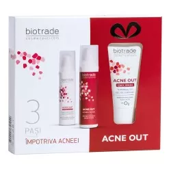 Pachet Acne Out Crema hidratanta pentru acnee Hydro Active, 60 ml + Lotiune pentru acnee, 60 ml + Gel de curatare, 50 ml Gratuit, Biotrade