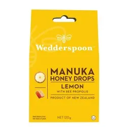 Bomboane ecologice cu miere de manuka, lamaie si propolis, 120g, Wedderspoon