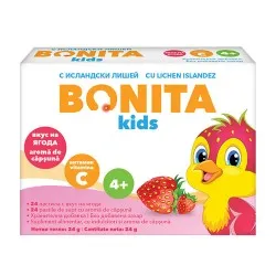 Pastile de supt cu aroma de capsuna pentru copii, 24 bucati, Bonita