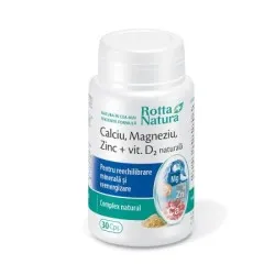 Calciu Magneziu Zinc + Vit. D2 naturala, 30 capsule, Rotta Natura