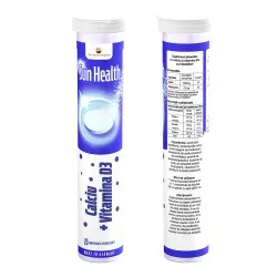 Calciu+Vitamina D3 Sun Health, 20 comprimate efervescente, Sun Wave Pharma