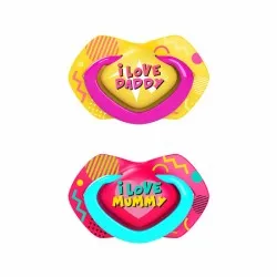 Suzeta Silicon Simetrica Neon Love 0-6 luni Roz 22/652, 2 buc, Canpol