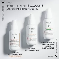 Fluid cu protectie solara SPF 50+ pentru fata, cu acid salicilic si niacinamida, ten gras cu tendinta acneica, 40 ml, Vichy