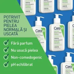 Cremă de curățare spumantă și hidratantă pentru fata, cu ceramide si acid hialuronic, ten normal-uscat , 473 ml, CeraVe