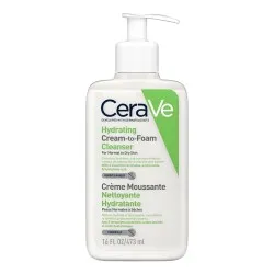 Cremă de curățare spumantă și hidratantă pentru fata, cu ceramide si acid hialuronic, ten normal-uscat , 473 ml, CeraVe