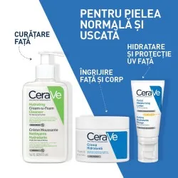 Cremă de curățare spumantă și hidratantă pentru fata, cu ceramide si acid hialuronic, ten normal-uscat , 473 ml, CeraVe