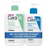 Cerave Gel de Curatare Spumant PNMx473ml+Lotiune Hidr. Fata si Corp Piele Uscatax236ml (1+1 Gratis)