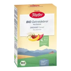 Cereale Bio cu orez si banane, de la 4 luni, 175g, Topfer
