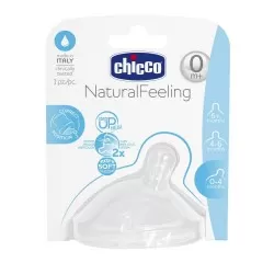 Tetina Natural Feeling Inclinata Silicon Flux Normal +0luni 8101110-7, 1 buc, Chicco