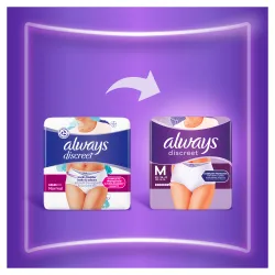 Chiloti pentru incontinenta urinara Always Discreet Plus 6 picaturi, Marimea L, 8 bucati