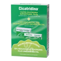 Pachet Cicatridina, 10 supozitoare + Unguent Rectal Cicatridina Plus, 30g, Naturpharma