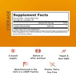 CodeAge Liposomal Creatine Monohydrate, pulbere, 455g, GNC