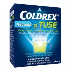 Coldrex raceala si tuse, 500 mg/200 mg/10 mg, 10 plicuri, Perrigo