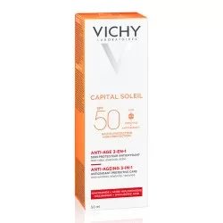 Crema antioxidanta anti-rid 3 in1 cu protectie solara SPF 50 pentru fata, 50 ml, Capital Soleil, Vichy