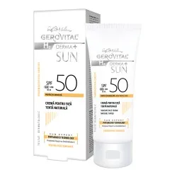Crema pentru fata SPF 50 tenta naturala H3 Derma+ Sun, 50 ml, Gerovital