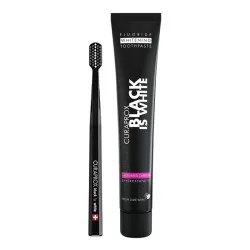 Pachet pasta de dinti Black is White,90 ml + periuta, Curaprox