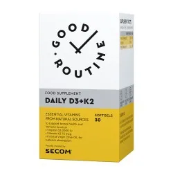 Daily Vitamina D3 + K2, 30 capsule moi, Good Routine