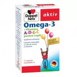 Omega 3 Vitamina A+D+E+C pentru copii, 30 capsule, Doppelherz