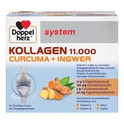 System Kollagen 11.000 Curcuma si Ghimbir, 30 flacoane, Doppel Herz Aktiv