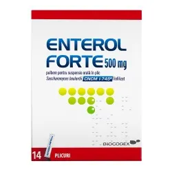 Enterol Forte, 500 mg, pulbere pentru suspensie orală, 14 plicuri, Biocodex