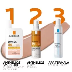 Fluid colorat cu protectie solara SPF 50+, pentru fata, textura ultra-fluida pentru ten sensibil, 50 ml, Anthelios, La Roche Posay
