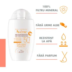 Fluid mineral pentru protectie solara SPF 50+, 40 ml, Avene