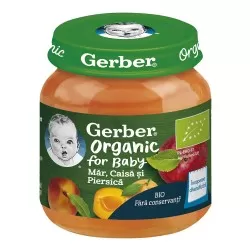 Mar cu piersica si caisa +4 luni, 125g, Gerber