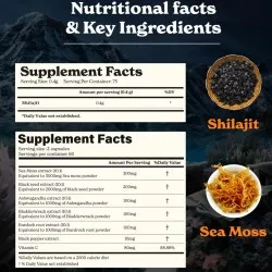 BetterAlt Shilajit Sea Moss cu Alge Marine, Ashwagandha si Tongkat, 120 capsule, GNC