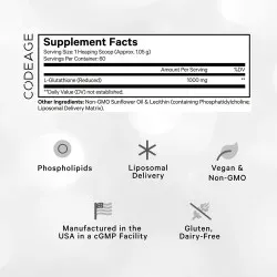 CodeAge Liposomal Glutathione, Glutation Lipozomal Pudra 1000 mg, 63g, GNC
