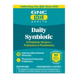 Daily Synbiotic 10 miliarde UFC culturi vii, pentru digestie si microbiom cu probiotice si prebiotice, 30 capsule, GNC Gut Health