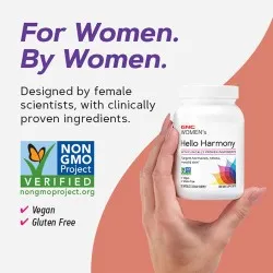 Women`s Hello Harmony PMS, Formula pentru Echilibrul Hormonal, Emotional si Elasticitatea Pielii Femeilor, 90 capsule, GNC