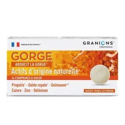 Comprimate de supt pentru gat cu gust de miere si lamaie, 24 comprimate, Granions
