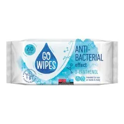 Servetele Umede cu Efect Antibacterian, 60 buc, GoWipes