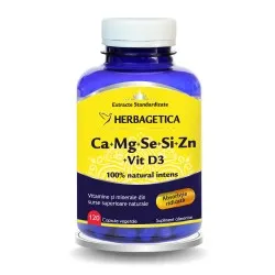 Ca+Mg+Se+Si+Zn Organice cu D3, 120 capsule, Herbagetica