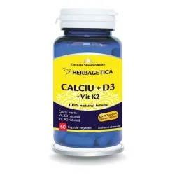 Herbagetica Ca+Mg+Se+Si+Zn Organice cu D3 -cps x 60 + 10 (Gratis)