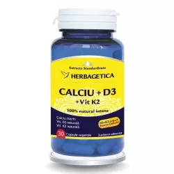 Calciu + D3 cu Vitamina K2, 30 capsule, Herbagetica