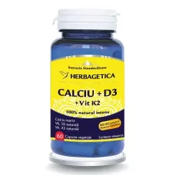 Calciu + D3 cu Vitamina K2, 60 capsule, Herbagetica
