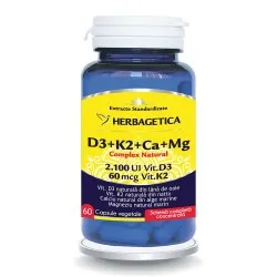Complex Natural D3+K2+Ca+Mg, 60 capsule, Herbagetica