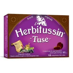 Herbitussin Tuse, Fara zahar, 12 comprimate, USP Romania