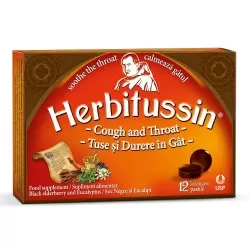 Herbitussin Tuse si Durere in gat, 12 pastile, USP Romania