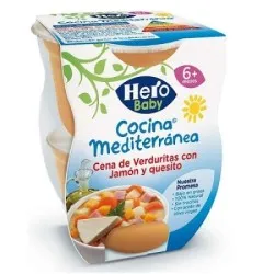 Hero Baby Meniu Legume cu Sunca de Porc si Branza Reteta Mediteraneana 6+ luni 200 g x 2