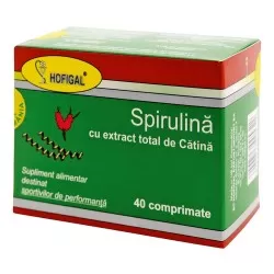 Spirulina cu extract total de catina, 40 comprimate, Hofigal