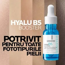 Hyalu B5 Booster Ser concentrat antirid cu efect imediat ca de lifting, cu trei tipuri de Acid Hialuronic și Vitamina B5 potrivit și pentru tenul sensibil, fără parfum, 15ml, La Roche-Posay