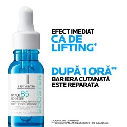 Hyalu B5 Booster Ser concentrat antirid cu efect imediat ca de lifting, cu trei tipuri de Acid Hialuronic și Vitamina B5 potrivit și pentru tenul sensibil, fără parfum, 15ml, La Roche-Posay