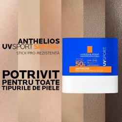 Stick cu protectie solara SPF 50+ Anthelios UVSport, 8 g, La Roche-Posay